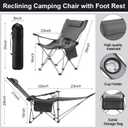 2-in-1 Reclining Camping Chair with 360° Umbrella Folding Lounge Beach Chair with Footrest and Universal Clamp UPF 50+ Adjustable Umbrella Portable Lightweight Seating for Adults Outdoor