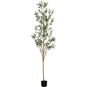 Nearly Natural Olive Tree Artificial Indoor 7FT Tall Silk Faux Olive Tree for Home and Office Decor, Fake Potted Olive Tree with Natural Wood Trunk, Realistic Olive Tree Branches and Lifelike Fruits