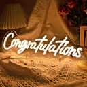 SYLHOME Congratulations Led Neon Light Sign Gratuation Celebrate Wall Sign Decor Backdrop Congrats Grad Prom Party Wedding Birthday Banner Decor Gifts 16.14" X 4.92" USB Warm White