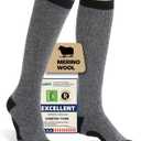 Merino Wool Compression Socks for Women Men, 15-20 mmHg Knee High Socks for Flying, Travel, Running (Large-X Large, Light Gray)