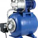 1.6HP Stainless Steel Shallow Well Pump with Pressure Tank - Up to 1320 GPH, 115V, 164FT, Automatic Water Booster Jet Pump for Home, Farm, Garden, Yard (Blue)