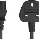England UK Power Cord, 3 Pin Connector for Computers, TVs, Monitors, & More (IEC-320-C13 to UK Plug BS1363) (UK England)