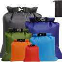 Pimoys 6 Pack Waterproof Dry Bags, Lightweight Outdoor Dry Sacks Ultimate Dry Bags for Kayaking Rafting Boating Camping (1.5L, 2.5L, 3L, 3.5L, 5L, 8L) (Multicolor)