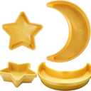 Maitys 10 Pcs Ramadan Moon and Star Dessert Plates Plastic Eid Mubarak Trays Islam Muslim Dinner Plate for Food Storage Container Party Supplies Ramadan Table Decoration, Gold