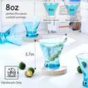 NUTRIUPS 8oz Colorful Stemless Martini Glasses Set of 4, Green Cocktail Cups, Bar Glassware for Home Party, Wedding & Daily Use (Turquoise Green)