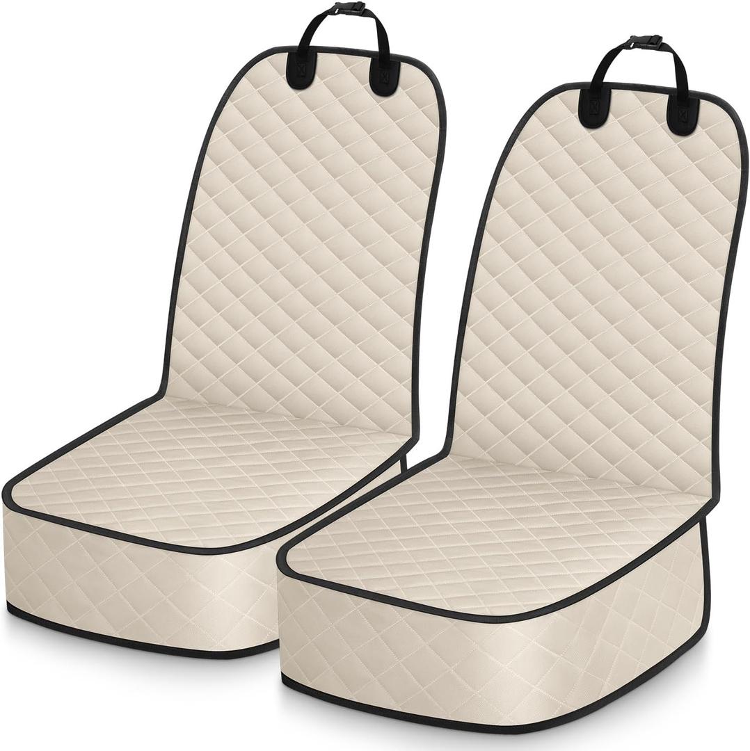 Dog Car Seat Covers Waterproof, Scratch-Proof Pet Front Cover for Cars, Nonslip Pet Passenger Seat Cover Protector, Universal Fit for Cars Trucks SUVs, Medium, Beige, 2 Packs Dog Car Seat Covers Waterproof, Scratch-Proof Pet Front Cover for Cars, Nonslip Pet Passenger Seat Cover Protector, Universal Fit for Cars Trucks SUVs, Medium, Beige, 2 Packs