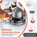 Chicken Water Heater for Winter, 110W Heated Poultry Waterer Base with Thermostat, 11 Inch Poultry Winter Deicer Heated Base with 9.8ft Power Cord, 2PCS (Silver)