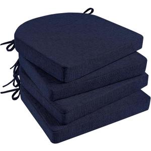 Basic Beyond Chair Cushions for Dining Chairs 4 Pack, Kitchen Chair Cushions with Ties and Non Slip Backing, 16 x 16 inches Chair Pads for Dining Chairs (Navy), 16"x16"x2"