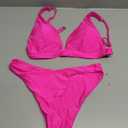 Bathing Suits for Women Deep V Neck Sexy Two Piece Bikini Sets for Women Thong Halter Cheeky Swimsuit (Medium, Rose Red)