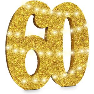 12 Inch 60th Birthday Decorations for Men and Women,60th Anniversary Decorations,Glod Glitter 60th Birthday Centerpieces for Table Decorations,Number 60 Table Topper Decor
