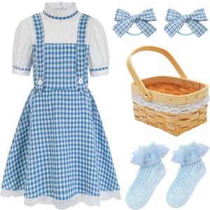 Halloween Costume for Girls, Kids Book Storybook Character Costumes Dress Outfits Accessories (Large(10-12yr), Bule)