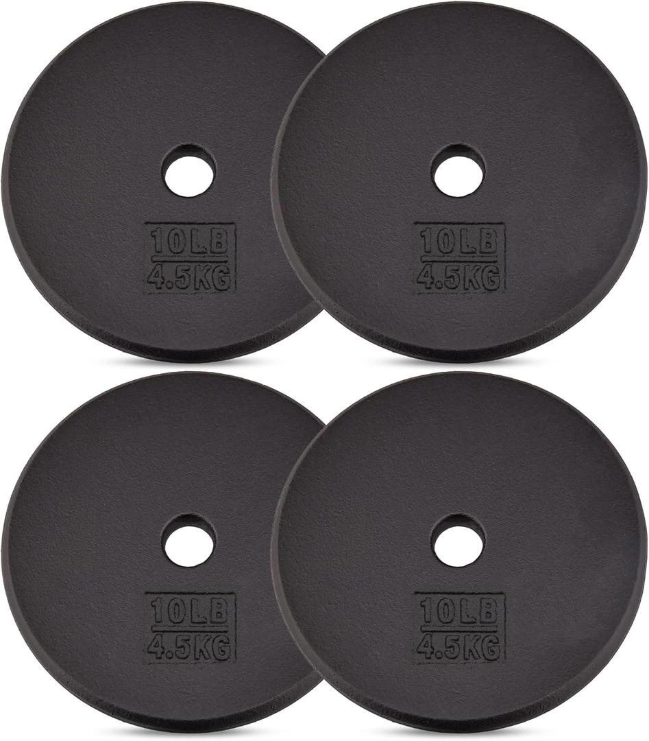 Yes4All Standard Weight Plates, 1-Inch Cast Iron Barbell Weights, Wide Range 540 LB, Ideal for Strength Training & Workout Routine, Available in Single, Pair & Set of 4