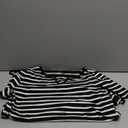 SOUGAO Women's Short Sleeve T-Shirt Striped Tops Casual Summer Boat Neck Tee Black Size M