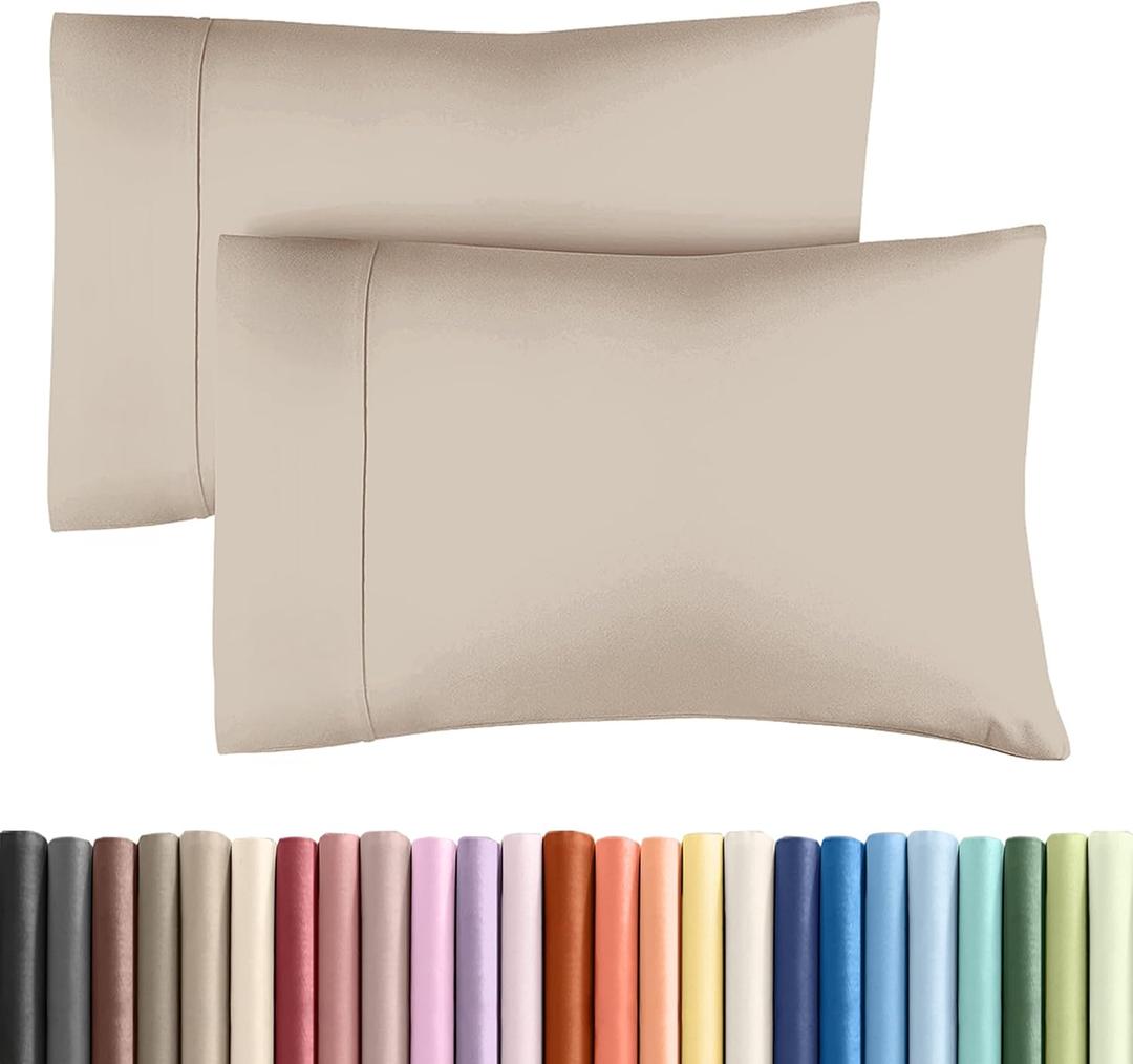 King Pillow Cases - 2 Pack - Super Soft Pillowcase Covers - Envelope Enclosure - Hotel Quality Pillow Protectors - Wrinkle Free, Fade, Shrink & Stain Resistant - Machine Washable - 20" x 40" (Wheat)