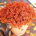 Artificial Fake Mums Flowers for Fall Outdoors Decor, 16 Bundles of Lifelike UV Resistant Orange Silk Daisies – Ideal for Porch, Garden, Yard, Planter, Halloween & Thanksgiving Autumn Decoration