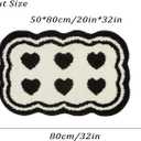 Bathroom Modern Rugs Non-Slip Black with White Mats Funny Heart Design Washable Bath Rugs Microfiber (Double Heart, 2'x1'4")
