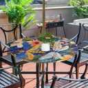 Dragonfly Outdoor Round Tablecloth with Umbrella Hole, Circle Fitted Tablecloths with Elastic 36"-44" Waterproof Oil-Proof Round Outdoor Tablecloth Patio Table Cover for Picnic Camping Party