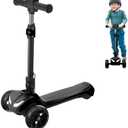 3 Wheel Electric Scooter for Kids Ages 3+, LCD Display, Colorful Lights, Reliable Thumb Throttle, 3 Adjustable Height, 5Mph Safe Speed and Long Range, Foldable Kids Electric Scooter