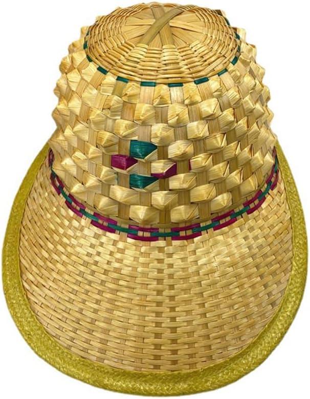 Unisex Bamboo Woven Sun Hat Wide Brim Asian Hat Breathable Pineapple Style Uv Protection Men's Caps for Beach Outdoor Activities Performance (Yellow)