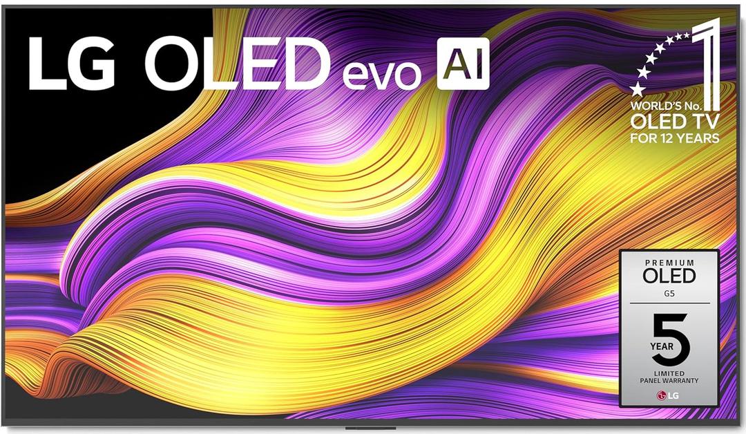 LG 55-Inch Class OLED evo AI Super Upscaling 4K G5 Series Smart TV w/Dolby Atmos & Vision, HDR10, Filmmaker Mode, Wow Orchestra, Alexa Built-in (OLED55G5WUA, 2025)