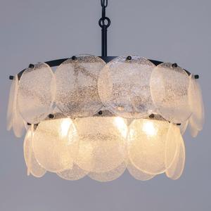 Wellmet Modern Glass Chandeliers, 2 Tiers Farmhouse Chandelier for Dining Room, Hanging Pendant Ceiling Light Fixture with Seeded Glass for Living Room, Bedrooms, Bathroom, Kitchen, W-19.69''