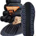 X-Large 100 Pcs Shoe Covers Disposable Non-Slip,Shoe Covers for Indoors Reusable,Slip-resistant, Durable, Breathable, Non-Woven Booties for Shoes Covers,Stretchable Fits Up To13 US Men,Black