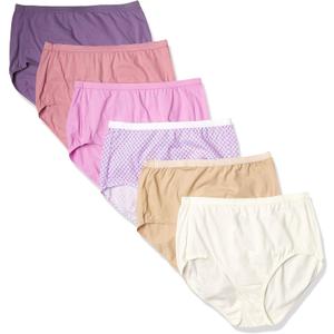 Hanes Women's Underwear Briefs Pack, 6-Pack, Cotton Brief Panties for Women, Moisture-Wicking (XL)