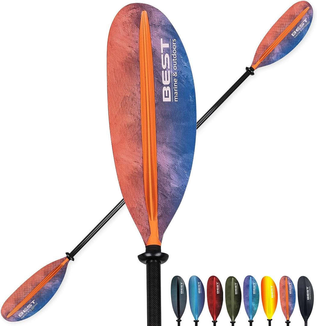 Carbon Fiber Kayak Paddle, 2-Piece, Lightweight DesignFloating Carbon Fiber Shaft with Reinforced Polypropylene Blades for Recreational and Touring Kayaks
