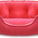 Cute Princess Dog Bed Pink Puppy Bed for Small Dogs Breathable Cat Couch Bowknot Pet Cushion Comfortable Kitten Nest Girl Doggy Sofa, Waterproof Bottom (Fuchsia)