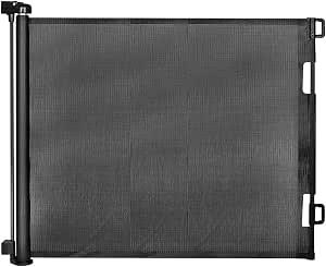 Retractable Baby Gate,Mesh Baby Gate or Mesh Dog Gate,33.6" Tall,Extends up to 55" Wide,Child Safety Gate for Doorways, Stairs, Hallways, Indoor/Outdoor (Black 33.6"x55")