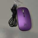 HOTLIFE Wireless Bluetooth Mouse, Slim Rechargeable LED Mouse, 2.4G Portable USB Optical Mouse with Type C Adapter, Purple