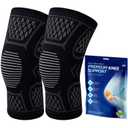 Compression Knee Brace for Men & Women 2 Pack, Relieves Knee Pain Caused by Running, Providing Knee Support and Compressive Protection, Suitable for Fitness Activities, Meniscal Tears, ACL Injuries, and Arthritis Pain Relief Black Large (Black, L)
