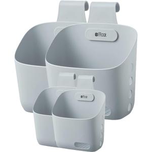 Space-saving plastic hanging basket for kitchen, bathroom, multipurpose room, closet (Grey, Large 2p + Small 2p)