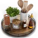 Acacia Wood 13" Lazy Susan Turntable Organizer for Table Top, Farmhouse Round Wooden Lazy Susan for Cabinet Kitchen Centerpieces Coffee Table, for Condiments Spices, Bathroom Vanity Tray Decor