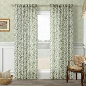 Green Floral Linen Curtains 84 Inch Length for Living Room Bedroom 2 Panels Semi Sheer Curtains Back Tab Olive Patterned Flower on Beige Farmhouse Boho French Country Window Drapes 84 Inches Long