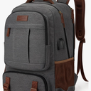 Tzowla Canvas Laptop Backpack,Bag for Men Women,Travel Work Rucksack Fits 15.6 Inch Laptop, Bookbag with USB Charging Port-Dark Grey