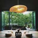 Pendant Lighting for Kitchen Island, Modern Twist Hanging Light Kit Bamboo 1 Light Dining Room Pendant Lamp in Beige (31.5 inch)