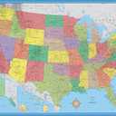 24x36 United States Classic Premier Blue Oceans 3D Wall Map Poster, Laminated Edition