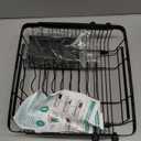 romision Expandable Dish Drying Rack Over The Sink Small Metal Stainless Steel Plate Holder for Compact Kitchen, Space Saving Modern Black Hanging Drainer