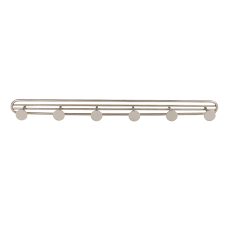 Spectrum Sweep Decorative Metal Coat Rack 6 Hook Wall Mounted Hook Rail for Hanging Coats Hats Bags and More, Easy Install Heavy Duty Steel Organizer for Entryway Bathroom Bedroom Decor, Satin Nickel