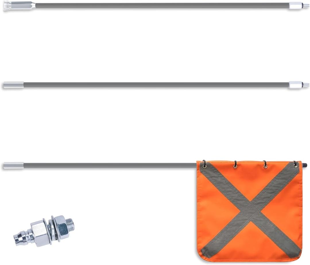 Gray Off-Road Safety Whip Flag - Heavy Duty Orange Flag with Reflective Stripes & Gray Pole for ATV, UTV, Dune Buggy, Can be 3.3', 6.6' or 10' (Grey)