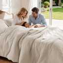 Shilucheng Waffle Cotton Comforter Set Queen Size - 3 Piece Bedding Set with Comforter and 2 Pillow Shams, Soft & Breathable All-Season Waffle Weave Comforter, Machine Washable, Beige