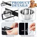 LemonRoad 2 Pcs 57oz Stainless Steel Dog Kennel Swivel Feeder Bowls with Swivel Gate Mountable Dog Feeding Station(23.6" X7") for Large Medium Dogs Feeding Cages Crate Outdoor Kennel