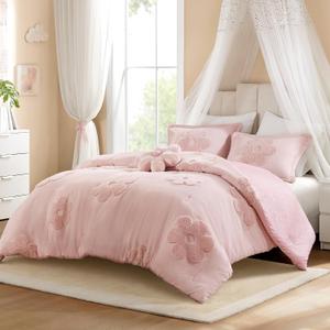 Intelligent Design Kids Pink Floral Queen Comforter Set for Girls, 4pc
