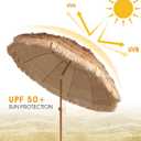 AMMSUN 7.5ft Hula Thatched Tiki Patio Beach Umbrella Hawaiian Style 10 Ribs UPF 50+ with Tilt Carry Bag for Outdoor Tiki Bar, Tropical Palapa, Patio Garden Beach Pool Backyard Natural Color