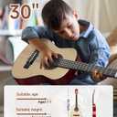 Moukey 30" Acoustic Guitar for Beginners Kids Youth 1/4 Size Dreadnought Guitarra Acustica Kit with Chord Poster, Gig Bag, Tuner, Picks, Nylon Strings, Capo, Strap - Natural