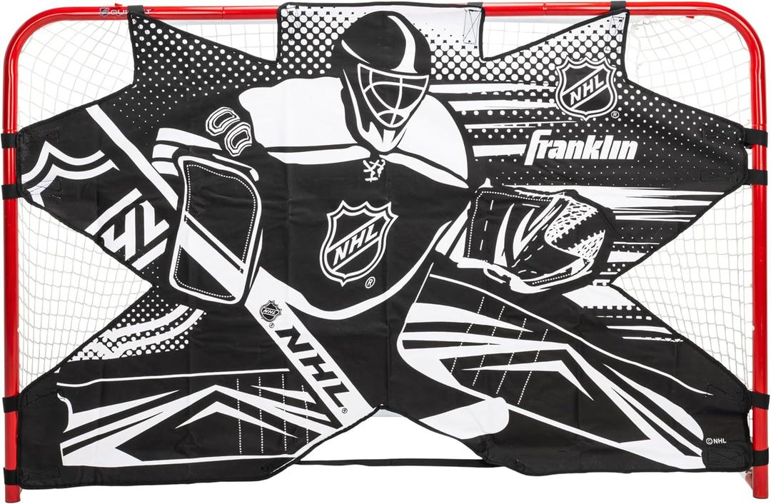 Franklin Sports NHL Street Hockey Goalie Shooting Target - Shooter Tutor Hockey Goal Practice Target - Street Hockey Net Goalie Target - Easy Attach Targe (72" X 48", White/Black)