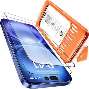 Tigowos 2-Pack for iPhone 16/15 Screen Protector,[Double Shatterproof Tempered Glass] [9H+ Hardness],99.99% HD Clear,Full Coverage,Anti Scratch & Smudge,Easy Installation