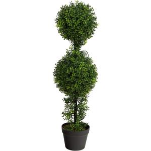 Nearly Natural 34in. Boxwood Double Ball Topiary Artificial Tree (Indoor/Outdoor)