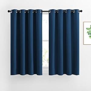 NICETOWN 45 inches Bedroom Curtains Panels - Functional Blackout Curtains/ Panels for Bedroom, Thermal Insulated, Privacy Assured (2 Pieces, 52 x 45 inches in Moroccan Blue)